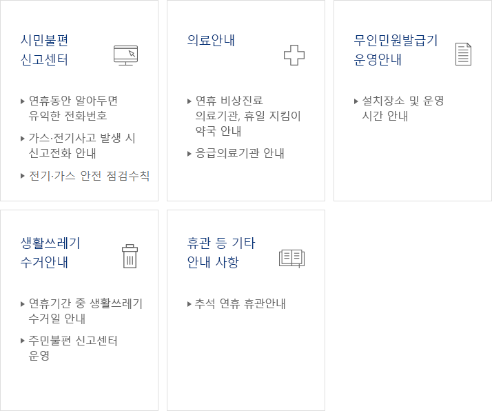 2020추석연휴 종합안내