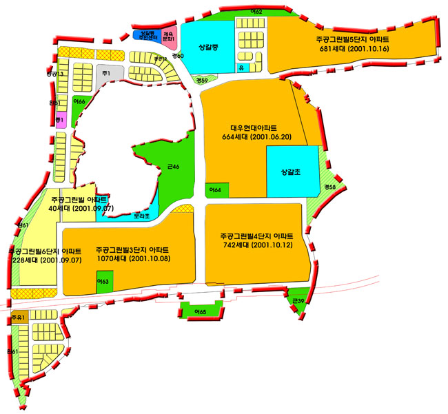 상갈지구 위치도 및 토지이용계획