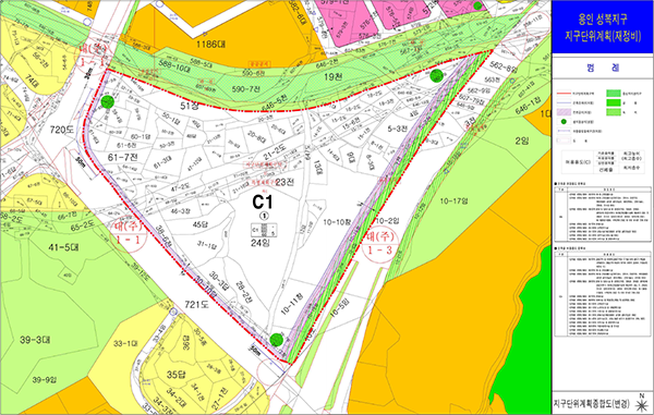 성복지구 위치도 및 토지이용계획